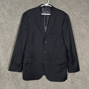 J.Crew Blazer Mens 44R Navy Pinstripe 100% Wool Suit Jacket Notch Lapel 3 Button